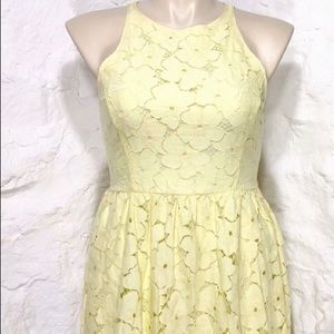 LC Lauren Conrad yellow halter neckline dress